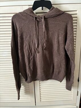 GAP Women's Brown Cotton Blend Hooded Sweater